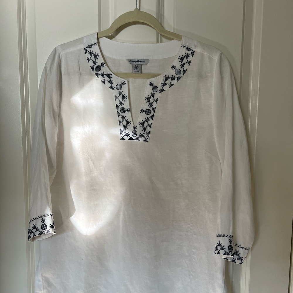 Tommy Bahama tunic, sz S, white w navy